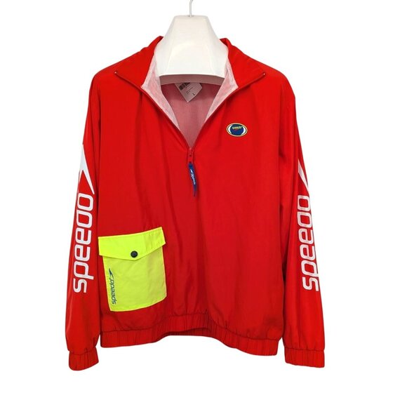 Speedo Y2K Meshed Lined Track Jacket Men Size L Windbreaker Gorpcore Sporty 90s - Picture 1 of 11